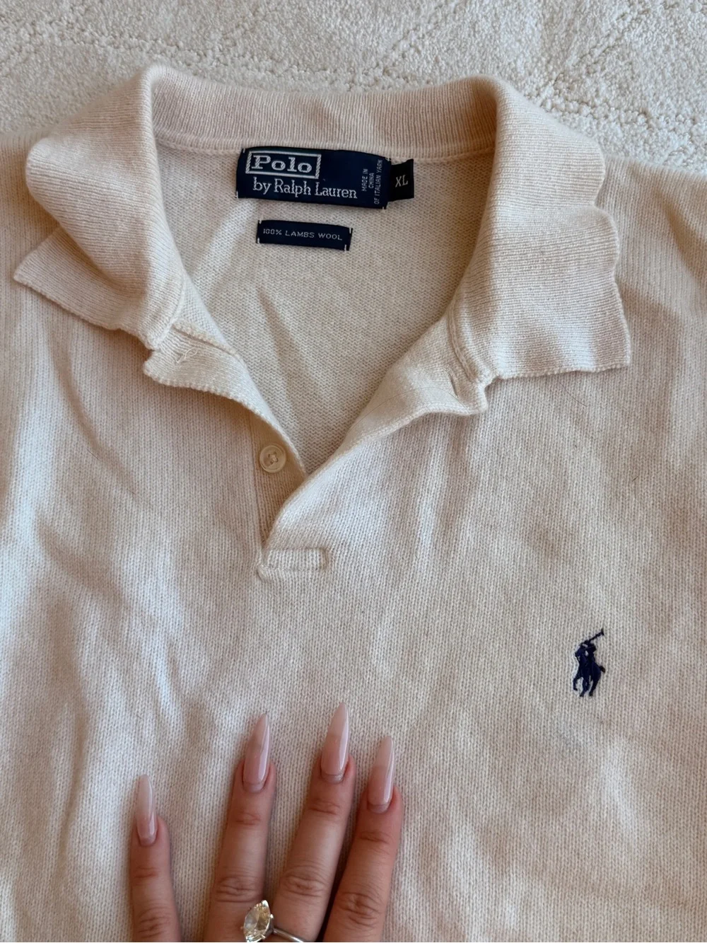 Ralph Lauren Cream Polo-Knit Oversized Sweater - Picture 3 of 4